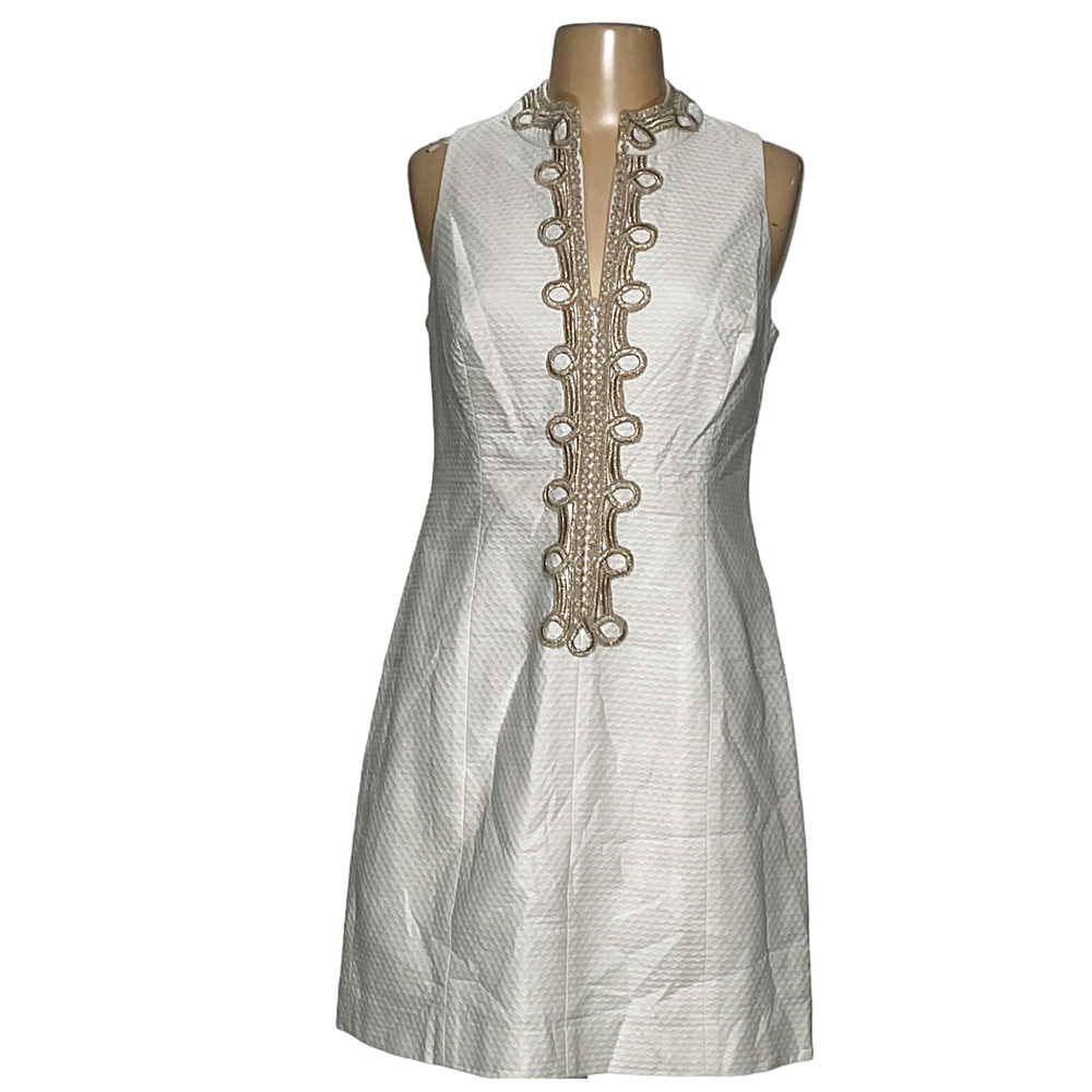 Lilly Pulitzer Ivory Dress with Metallic Embellishments